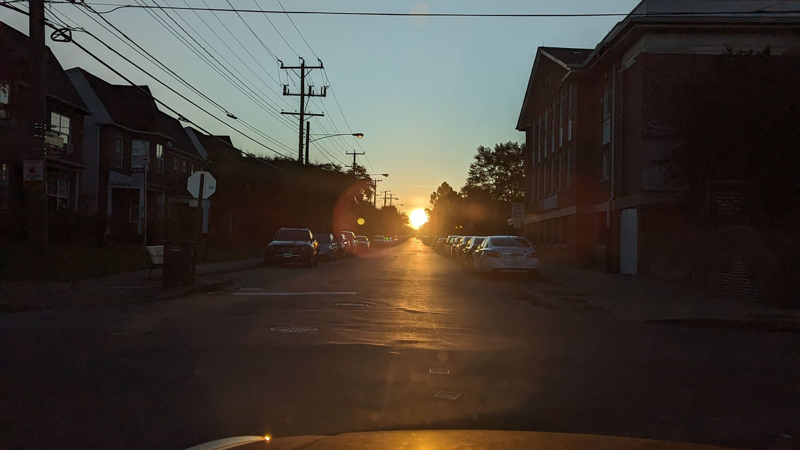 Sunset at the end of a residential Richmond street